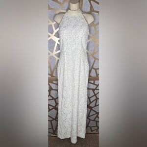 St. Tropez Ivory Pearl Beaded Lace Halter Wedding Dress Sweep Train Bridal Gown